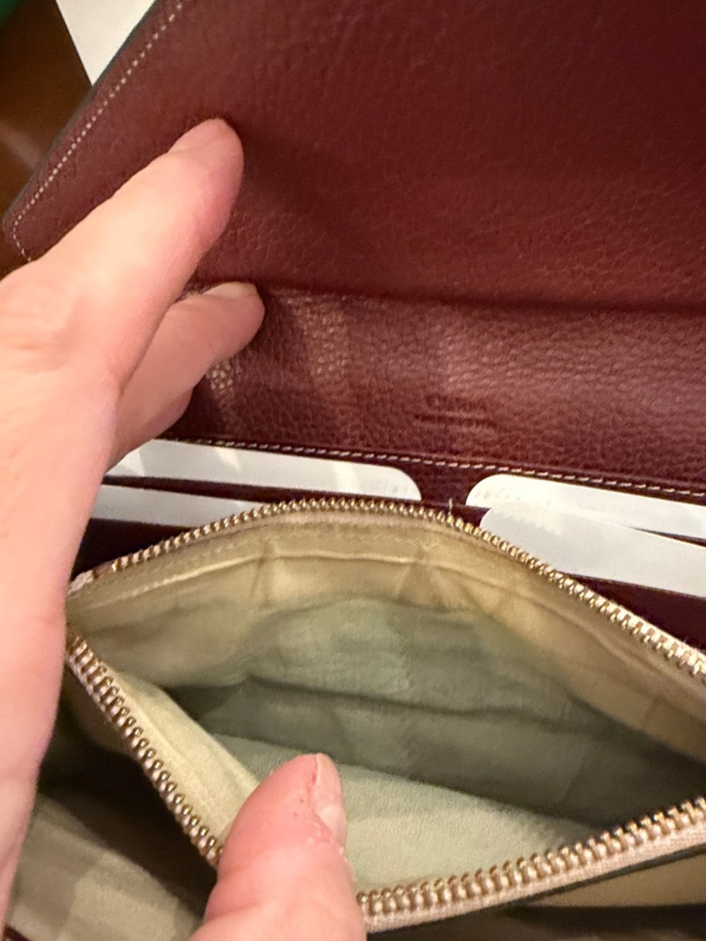 Chloé Colorblock Leather Envelope Wallet in Pink, Taupe & Burgundy - Picture 9 of 12